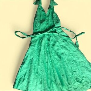 Lauren Ralph Lauren Green Linen Halter Dress – Size 10 – NWT